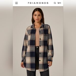 7 Diamonds | Generation Long Sleeve Shacket | Blue and Tan | Medium